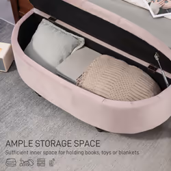 HOMCOM Semi-Circle Storage Ottoman Bench Tufted Upholstered Pink