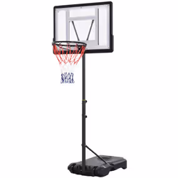 HOMCOM 1.55-2.1m Basketball Hoop and Stand w/ Fillable Base, Wheels - Black