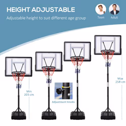 HOMCOM  1.55-2.1m Basketball Hoop and Stand w/ Fillable Base, Wheels - Black - Additional view 5