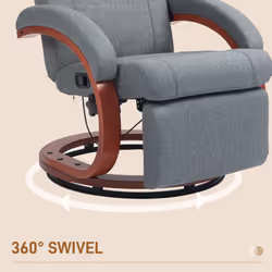 HOMCOM Manual Recliner Swivel Reclining Chair with Footrest Armrests Grey - Additional view 4