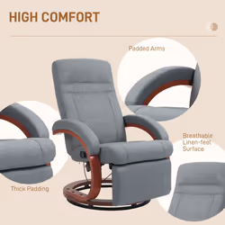 HOMCOM Manual Recliner Swivel Reclining Chair with Footrest Armrests Grey - Additional view 5