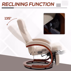 HOMCOM Manual Recliner Swivel Reclining Chair with Footrest Armrests Beige