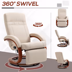 HOMCOM Manual Recliner Swivel Reclining Chair with Footrest Armrests Beige - Additional view 4
