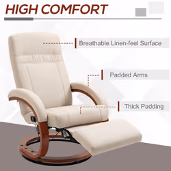 HOMCOM Manual Recliner Swivel Reclining Chair with Footrest Armrests Beige - Additional view 5