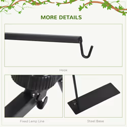 86-129Hcm PawHut Reptile Lamp Stand, Adjustable Lamp Holder w/ Base, Hook - Additional view 6