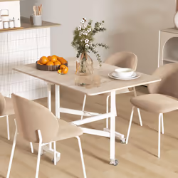 HOMCOM Drop Leaf Table with 6 Wheels Folding Dining Table, Oak