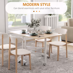 HOMCOM Drop Leaf Table with 6 Wheels Folding Dining Table, Oak