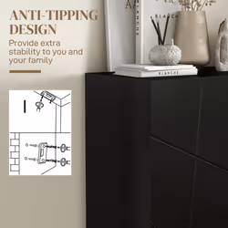 HOMCOM Shoe Storage Cabinet with Soft-Close Hinges and Adjust Shelves, Black