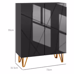 HOMCOM Shoe Storage Cabinet with Soft-Close Hinges and Adjust Shelves, Black - Additional view 4