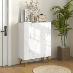 HOMCOM Shoe Storage Cabinet with Soft-Close Hinges and Adjust Shelves, White