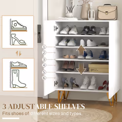 HOMCOM Shoe Storage Cabinet with Soft-Close Hinges and Adjust Shelves, White - Additional view 4