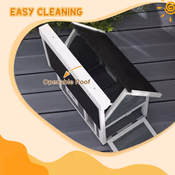 PawHut Outdoor Feral Cat House with Openable Asphalt Roof - Grey
