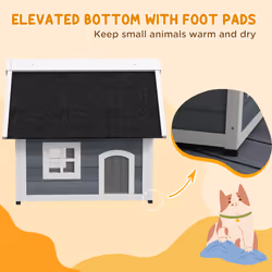 PawHut Outdoor Feral Cat House with Openable Asphalt Roof - Grey - Additional view 5