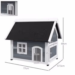 PawHut Outdoor Feral Cat House with Openable Asphalt Roof - Grey - Additional view 7