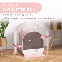 PawHut Cat Litter Box Kitten Litter Tray w/ Lid, Scoop, Filter, Flap Door, Pink - Additional view 6