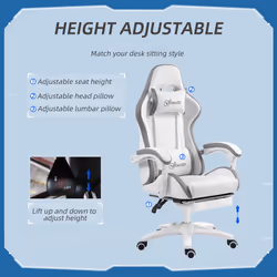 Vinsetto Racing Style Gaming Chair with Reclining Function Footrest, Grey - Additional view 4