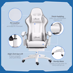 Vinsetto Racing Style Gaming Chair with Reclining Function Footrest, Grey - Additional view 6