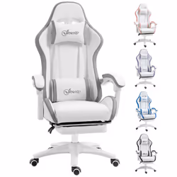 Vinsetto Racing Style Gaming Chair with Reclining Function Footrest, Grey - Additional view 7