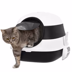 PawHut Foldable Cat Litter Tray Hooded Cat Litter Box w/ High Side, Black