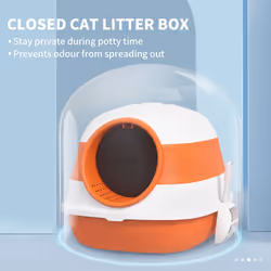 PawHut Foldable Cat Litter Tray Hooded Cat Litter Box w/ High Side, Orange - Additional view 4