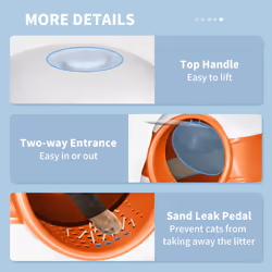 PawHut Foldable Cat Litter Tray Hooded Cat Litter Box w/ High Side, Orange - Additional view 6
