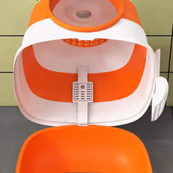 PawHut Foldable Cat Litter Tray Hooded Cat Litter Box w/ High Side, Orange - Additional view 7