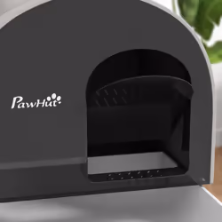 PawHut Cat Litter Box Kitten Litter Tray w/ Lid, Scoop, Filter, Flap Door, Grey - Additional view 6
