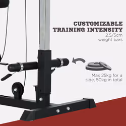 SPORTNOW Pull Up Station Power Cage with Adjustable Seat, Home Gym - Black