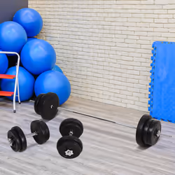 HOMCOM Dumbbell and Barbell Set with 65kg Adjustable Weights, for Home Gym