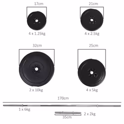 HOMCOM Dumbbell and Barbell Set with 65kg Adjustable Weights, for Home Gym - Additional view 7