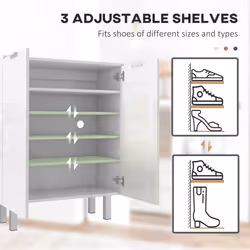 HOMCOM Shoe Storage Cabinet with Soft-Close Hinges & Adjust Shelves, High Gloss - Additional view 8