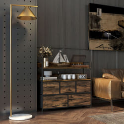HOMCOM Bedroom Chest of Drawers 5 Drawer Dresser w/ Shelves, Rustic Brown