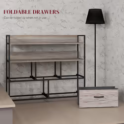 HOMCOM Bedroom Chest of Drawers 5 Drawer Dresser w/ Shelves, Grey Wood Effect