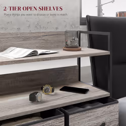 HOMCOM Bedroom Chest of Drawers 5 Drawer Dresser w/ Shelves, Grey Wood Effect - Additional view 4