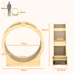 PawHut Cat Wheel with Brake, Scratching Pads - Oak Tone - Additional view 4