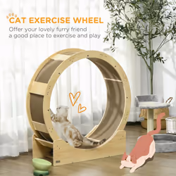 PawHut Cat Wheel with Brake, Scratching Pads - Oak Tone - Additional view 5