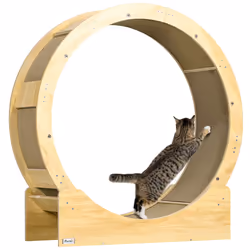 PawHut Cat Wheel with Brake, Scratching Pads - Oak Tone - Additional view 8