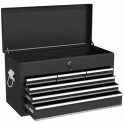 HOMCOM Lockable Metal Tool Chest w/ 6 Drawer, Ball Bearing Runners, Black - Additional view 8
