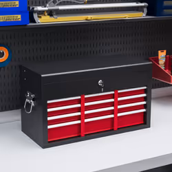 HOMCOM Lockable Metal Tool Chest w/ 6 Drawer, Ball Bearing Runners, Red
