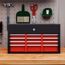 HOMCOM Lockable Metal Tool Chest w/ 6 Drawer, Ball Bearing Runners, Red - Additional view 5