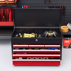 HOMCOM Lockable Metal Tool Chest w/ 6 Drawer, Ball Bearing Runners, Red - Additional view 6