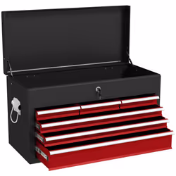 HOMCOM Lockable Metal Tool Chest w/ 6 Drawer, Ball Bearing Runners, Red - Additional view 8