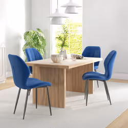 HOMCOM Modern Style Kitchen Chairs Set of 4 with Velvet Upholstered, Dark Blue