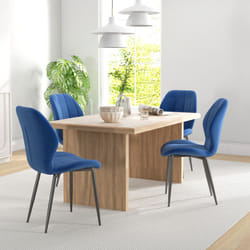 HOMCOM Modern Style Kitchen Chairs Set of 4 with Velvet Upholstered, Dark Blue