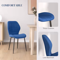 HOMCOM Modern Style Kitchen Chairs Set of 4 with Velvet Upholstered, Dark Blue