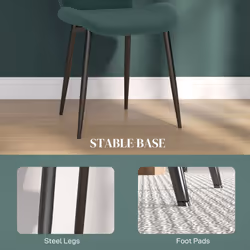 HOMCOM Modern Style Kitchen Chairs Set of 4 with Flannel Upholstered, Dark Green - Additional view 4