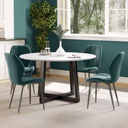 HOMCOM Modern Style Kitchen Chairs Set of 4 with Flannel Upholstered, Dark Green - Additional view 5