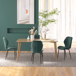 HOMCOM Modern Style Kitchen Chairs Set of 4 with Flannel Upholstered, Dark Green - Additional view 6