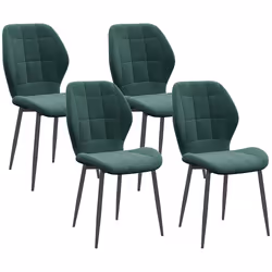 HOMCOM Modern Style Kitchen Chairs Set of 4 with Flannel Upholstered, Dark Green - Additional view 7