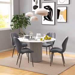 HOMCOM Modern Style Kitchen Chairs Set of 4 with Flannel Upholstered, Dark Grey